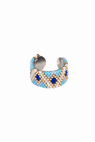 Inara Blue Geometric Beaded Adjustable Ring