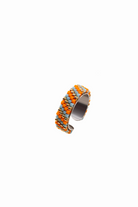 Scarlet Orange & Gold Geometric Beaded Adjustable Ring