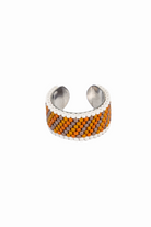 Geometric Slant Beaded Adustable Ring