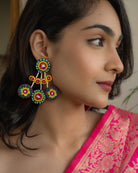 Handmade traditional Indian beaded earrings with intricate design, crafted from quality beads, perfect for ethnic wear and cultural occasions